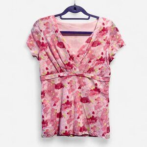 Vintage Y2K floral print mesh top fits size L